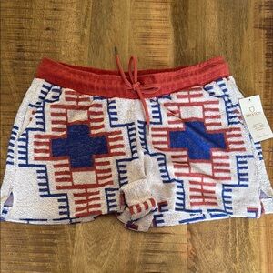 Brixton Red and Blue Geometric Shorts